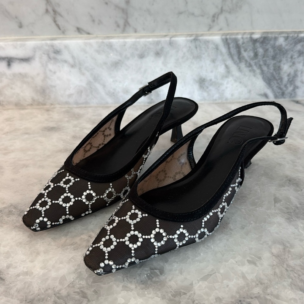Inc International Concepts Kitten Heel With Rhinestones Black Size 5